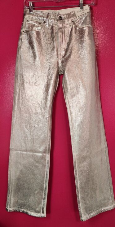 Abercrombie & Fitch Denim - Abercrombie & Fitch 90s Relaxed High Rise Jeans Womens 24 00R Silver Metallic
